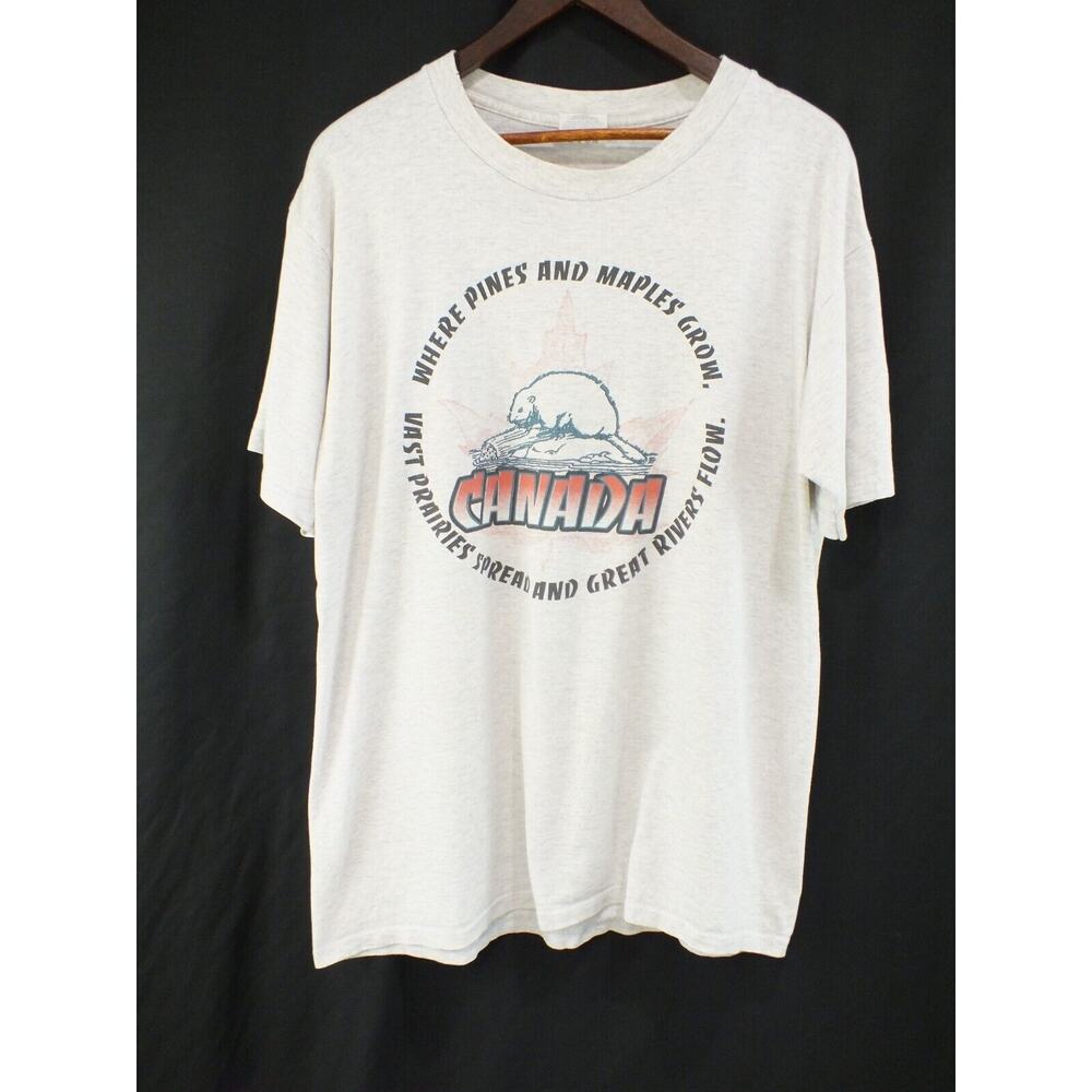 Vintage Y2K Canada Maple Leaf Beaver Graphic T-shirt Sz Large DC Apparel